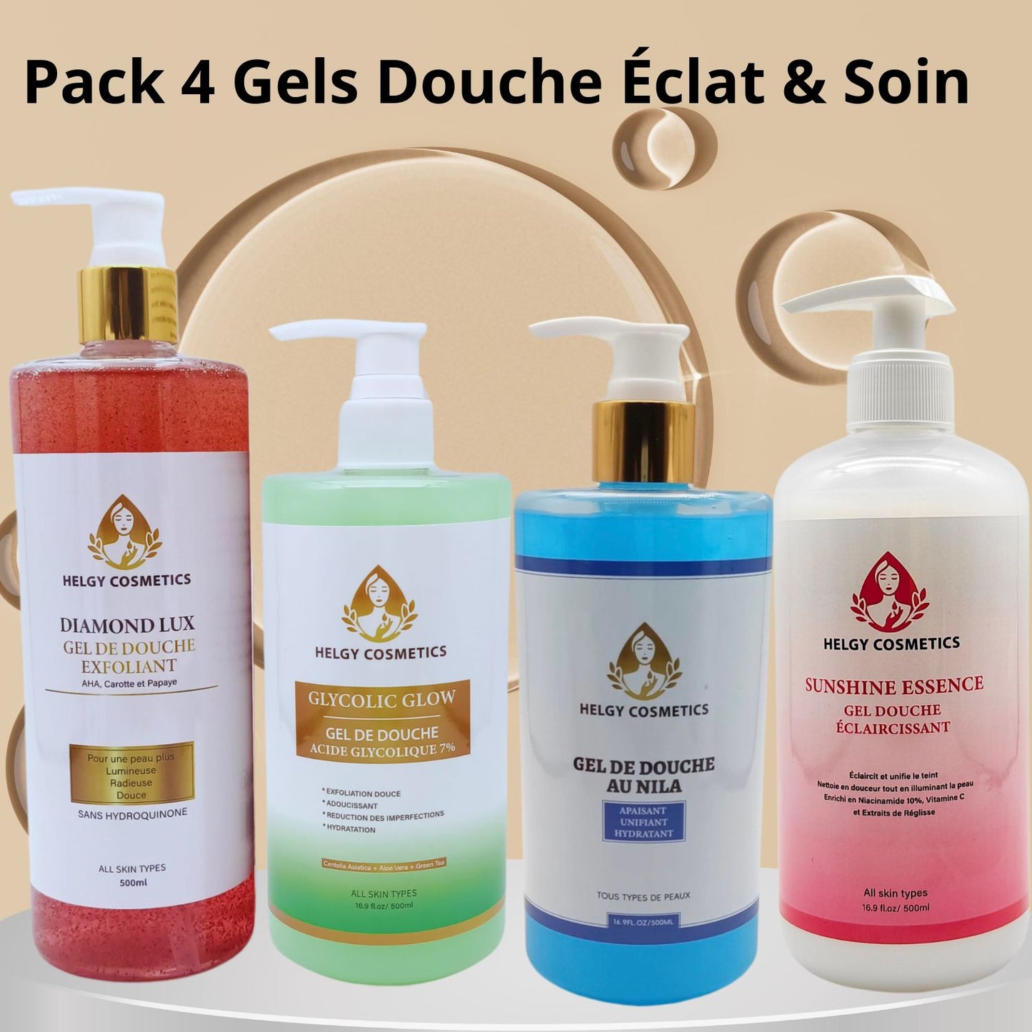 Pack 4 Gels Douche Éclat & Soin