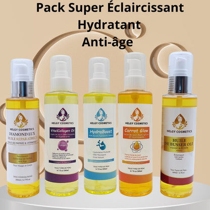 Pack 5 Huiles Booster | Pack Super Éclaircissant, Hydratant & Anti-Âge